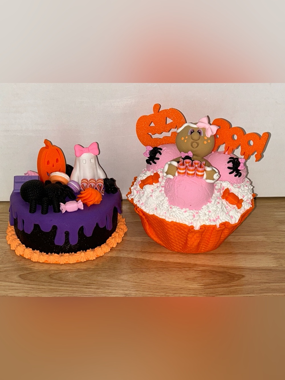 Halloween Décor Set - Fake Cake And Ice Cream Waffle Bowl Handmade